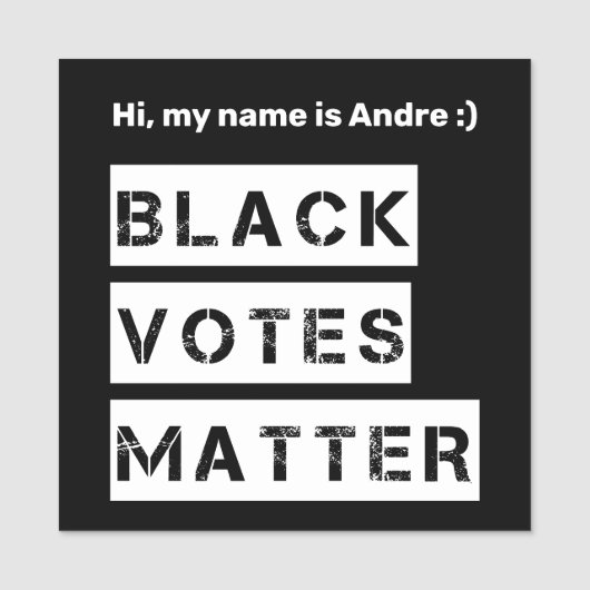 Zwarte stemmen Stencil Aangepaste tekst en kleuren Naamplaatje (Voorkant)