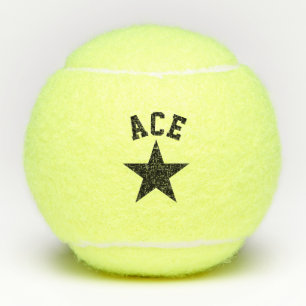 Zwarte ster aas aangepaste naam initials tennisballen