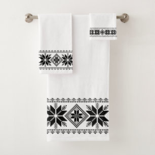 Zwarte ster vector frame op wit bad handdoek