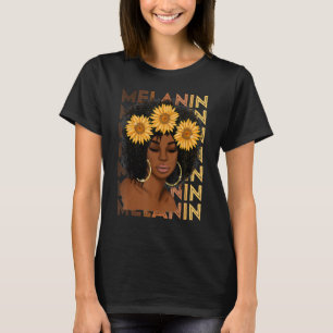 Zwarte Sterke Meisje Afro Zonnebloem Melanine Afri T-shirt