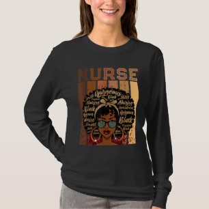 Zwarte Sterke Nurse Afro Love Melanin African Amer T-shirt