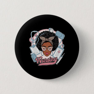 Zwarte sterke verpleegster Afro-meisje Melanine Af Ronde Button 5,7 Cm