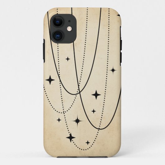 Zwarte sterren met gevlekte retro boho planeet pad Case-Mate iPhone case (Achterkant)
