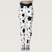 Zwarte sterren op wit leggings (Voorkant)