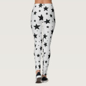 Zwarte sterren op witte achtergrond leggings (Achterkant)