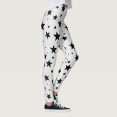 Zwarte sterren op witte achtergrond leggings (Rechts)