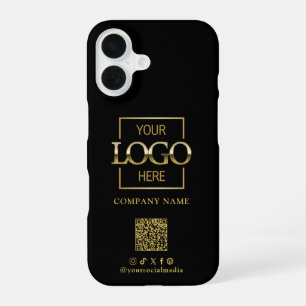 Zwarte stijlvolle minimalistische bedrijfslogo & Q iPhone 16 Hoesje