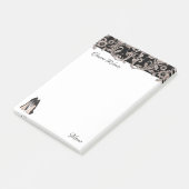 Zwarte stiletto & bloemenwervelingen post-it® notes (Schuin)