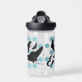 Zwarte Stingrays Ocean Bubbles Kinder naam Waterfles (Voorkant)