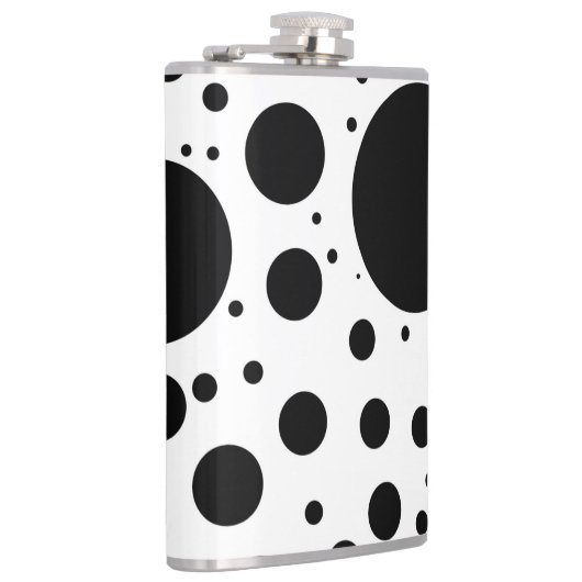 Zwarte Stip en Cirkels op Wit in Variërende Heupfles (Rechts)