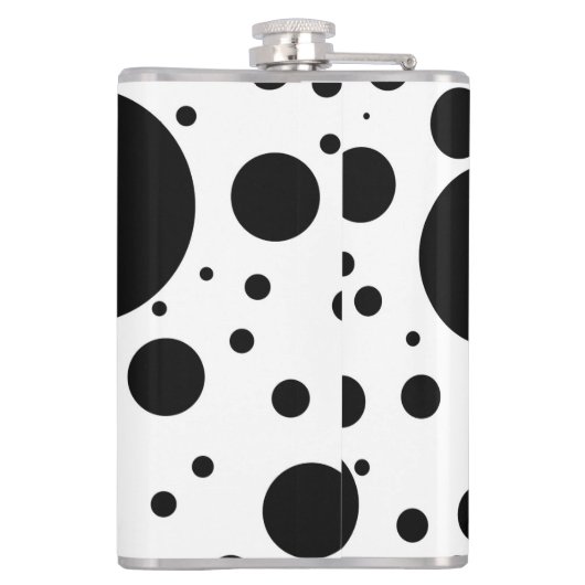 Zwarte Stip en Cirkels op Wit in Variërende Heupfles (Achterkant)