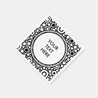 Zwarte Stippen & cirkels Net + uw backgr. en tekst Servetten