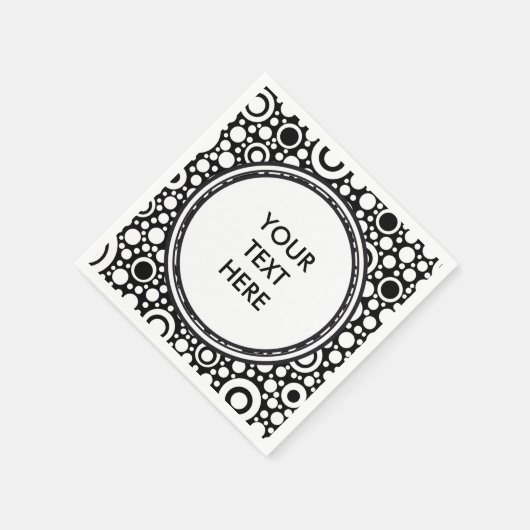 Zwarte Stippen & cirkels Net + uw backgr. en tekst Servetten (Hoek)