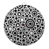 Zwarte Stippen en cirkelpatroon + jouw tekst en ba Dartbord (Voorkant)