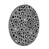 Zwarte Stippen en cirkelpatroon + jouw tekst en ba Dartbord (Voorkant Links)