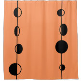 Zwarte stippen en verticale lijnen op Sinaasappel Douchegordijn (Voorkant)