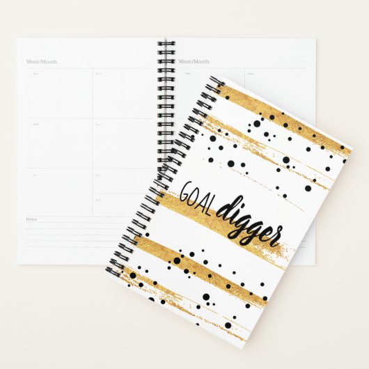 Zwarte Stippen Gold Paint Stripes Goal Digger Plan Planner (Display)