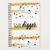Zwarte Stippen Gold Paint Stripes Goal Digger Plan Planner (Voorkant)