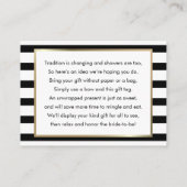 Zwarte streep bruidsfeest displaykaart en -label informatiekaartje (Achterkant)