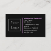 Zwarte streep en anenoom-monogrammen visitekaartje (Achterkant)