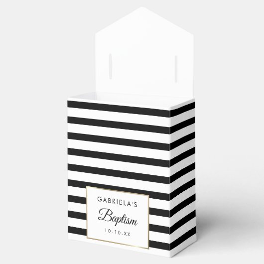 Zwarte Streep Gouden Kruis Doop Doopfeest Bedankdoosjes (Geopend)