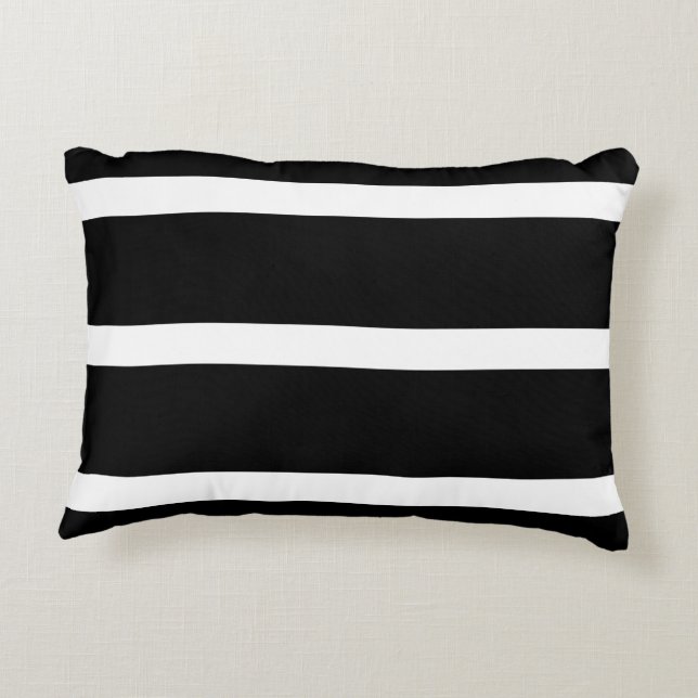 Zwarte streep met wit accent kussen (Achterkant)