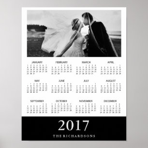 Zwarte Streep Modern Minimaal 2017 Foto Kalender Poster