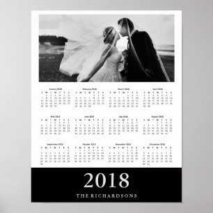 Zwarte Streep Modern Minimaal 2018 Foto Kalender Poster