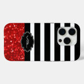 Zwarte streep & rode glitter Case-Mate iPhone case (Achterkant (horizontaal))