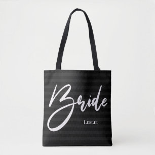 Zwarte Strepen Chic Bruidstas Witte Print Draagtas