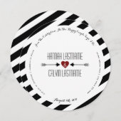 Zwarte Strepen Rood Hart + Pijlen Rond Huwelijk Kaart (Voorkant / Achterkant)