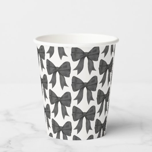 Zwarte Strik Babyfeest of Bruiloft, Verjaardagsfee Papieren Bekers (Achterkant)