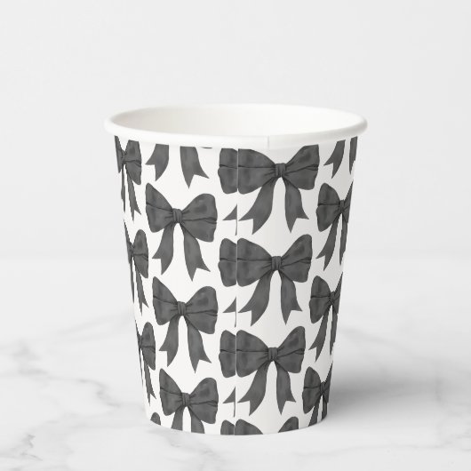 Zwarte Strik Babyfeest of Bruiloft, Verjaardagsfee Papieren Bekers (Rechts)