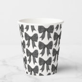 Zwarte Strik Babyfeest of Bruiloft, Verjaardagsfee Papieren Bekers (Voorkant)