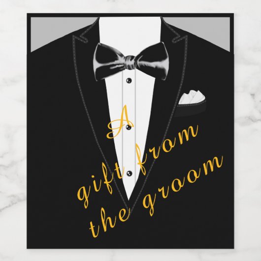 Zwarte strik en smoking geschenk wijnlabel wijn etiket (Enkel label)