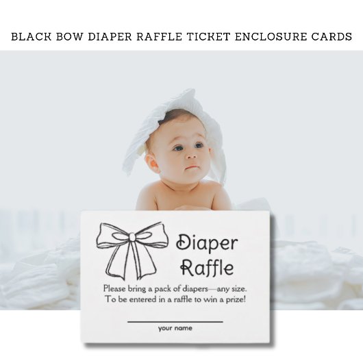 Zwarte Strik Luier Raffle Ticket Bijlage Kaarten