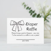 Zwarte Strik Luier Raffle Ticket Bijlage Kaarten (Staand voorkant)