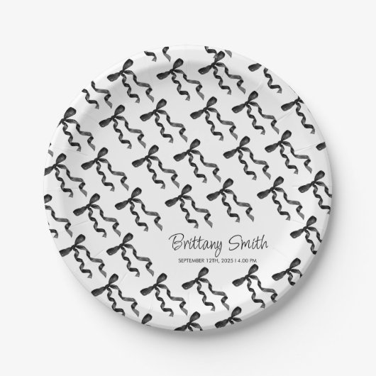 Zwarte Strik  Papieren Bordje (Voorkant)