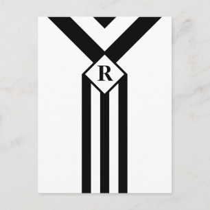 Zwarte Stripes en Chevrons met Monogram op wit Briefkaart