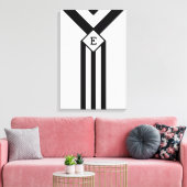 Zwarte Stripes en Chevrons met Monogram op wit Canvas Afdruk (Insitu (Woonkamer))