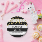 Zwarte Stripes Gold-Stippen klasse 2018 Afstuderen Papieren Bordje (Feest)