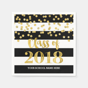 Zwarte Stripes Gold-Stippen klasse 2018 Afstuderen Servet