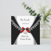 Zwarte Stropdas Dinner White Red Bow Party 3 Kaart (Staand voorkant)