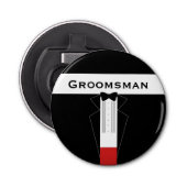 Zwarte Stropdas Groomsman Naam Trouwfles Opener (Voorkant)