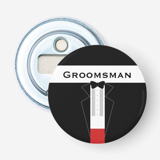 Zwarte Stropdas Groomsman Naam Trouwfles Opener (Voorkant)