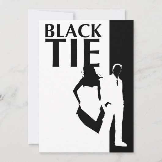 zwarte stropdas : man- en damessilhouettes kaart (Voorkant)