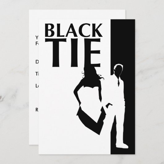 zwarte stropdas : man- en damessilhouettes kaart (Voorkant / Achterkant)