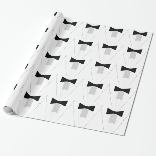 Zwarte Stropdas Tuxedo Cadeaupapier (Uitgerold)