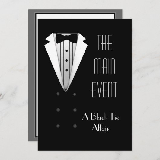 Zwarte Stropdas Tuxedo Kaart (Voorkant / Achterkant)
