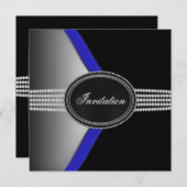 Zwarte Stropdas van de Royal Navy Blue Diamond Kaart (Voorkant / Achterkant)